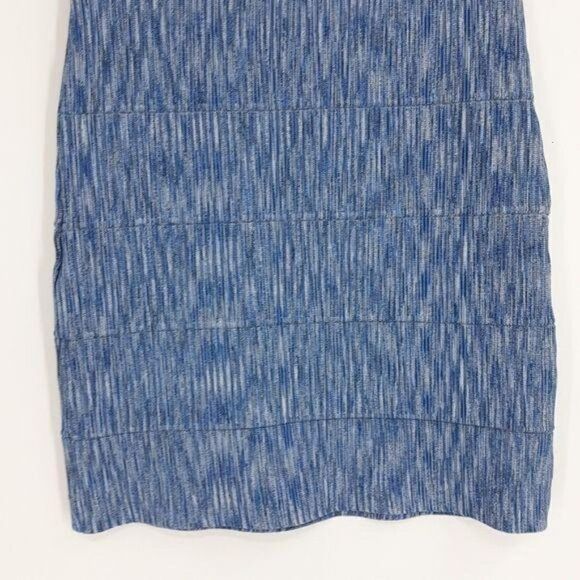 BCBGMaxAzria Skirt Knit Stretch Space Dye Bandage Rib Mini Bodycon Blue Sz M - Picture 8 of 12